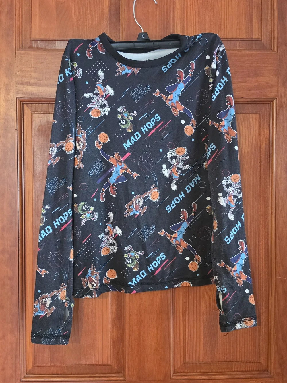 Black 'Mad Hops' Basketball Graphic Long-Sleeve Pajama Top